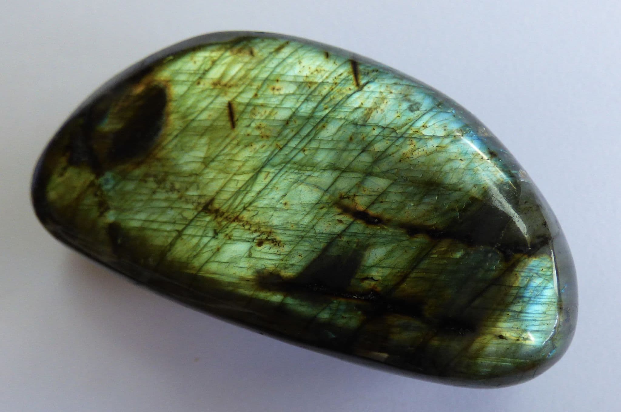 Labradorite Polished Gemstone 6.7 x 3.3 x 1.8 cm 69 gm Gift Bag + Stand