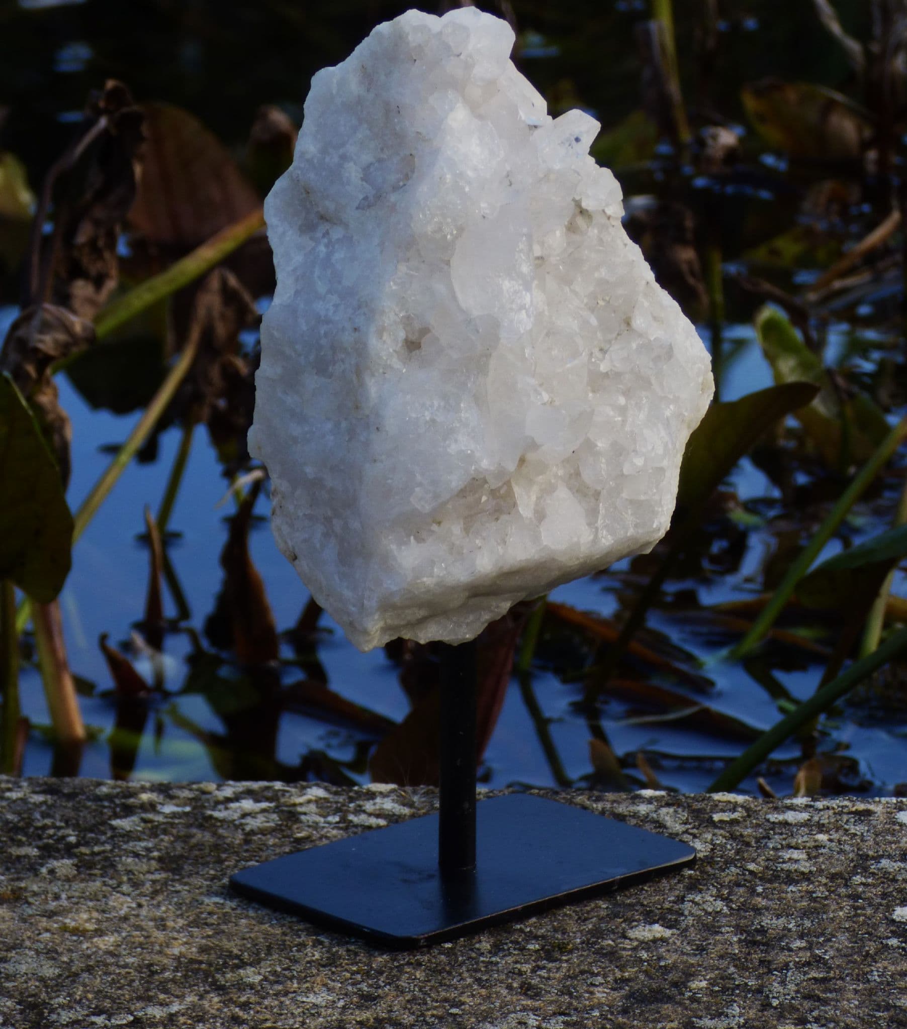Natural Crystal Quartz Cluster on Steel Stand Stand