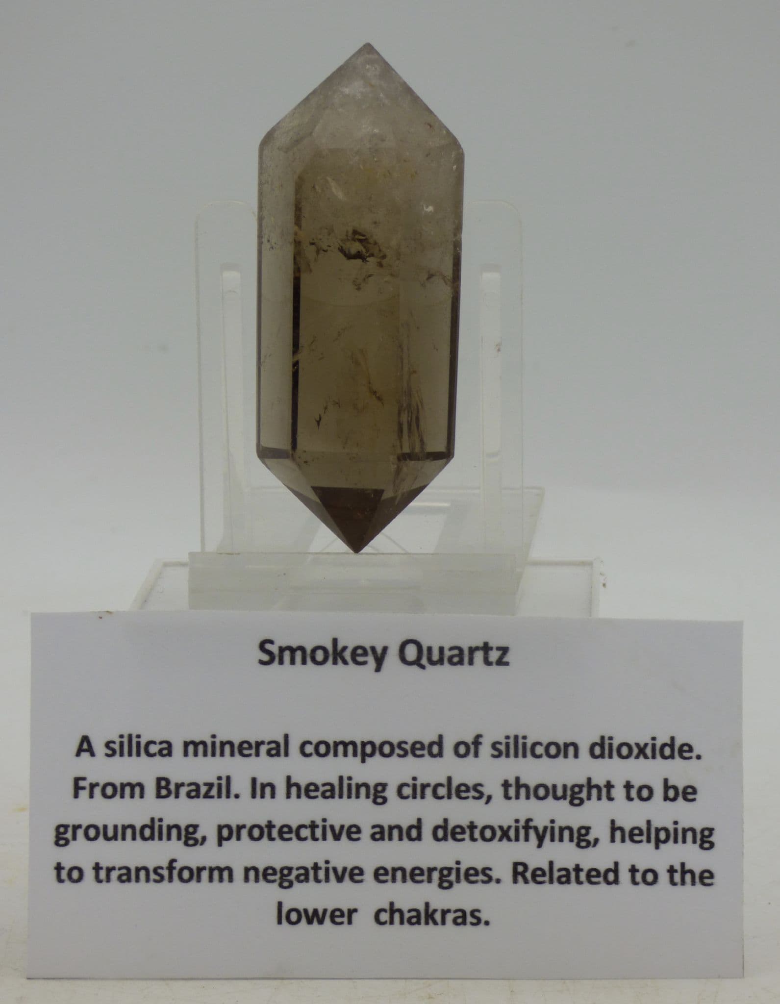 Smoky Quartz Double Terminated Crystal Point in Black Velvet Bag
