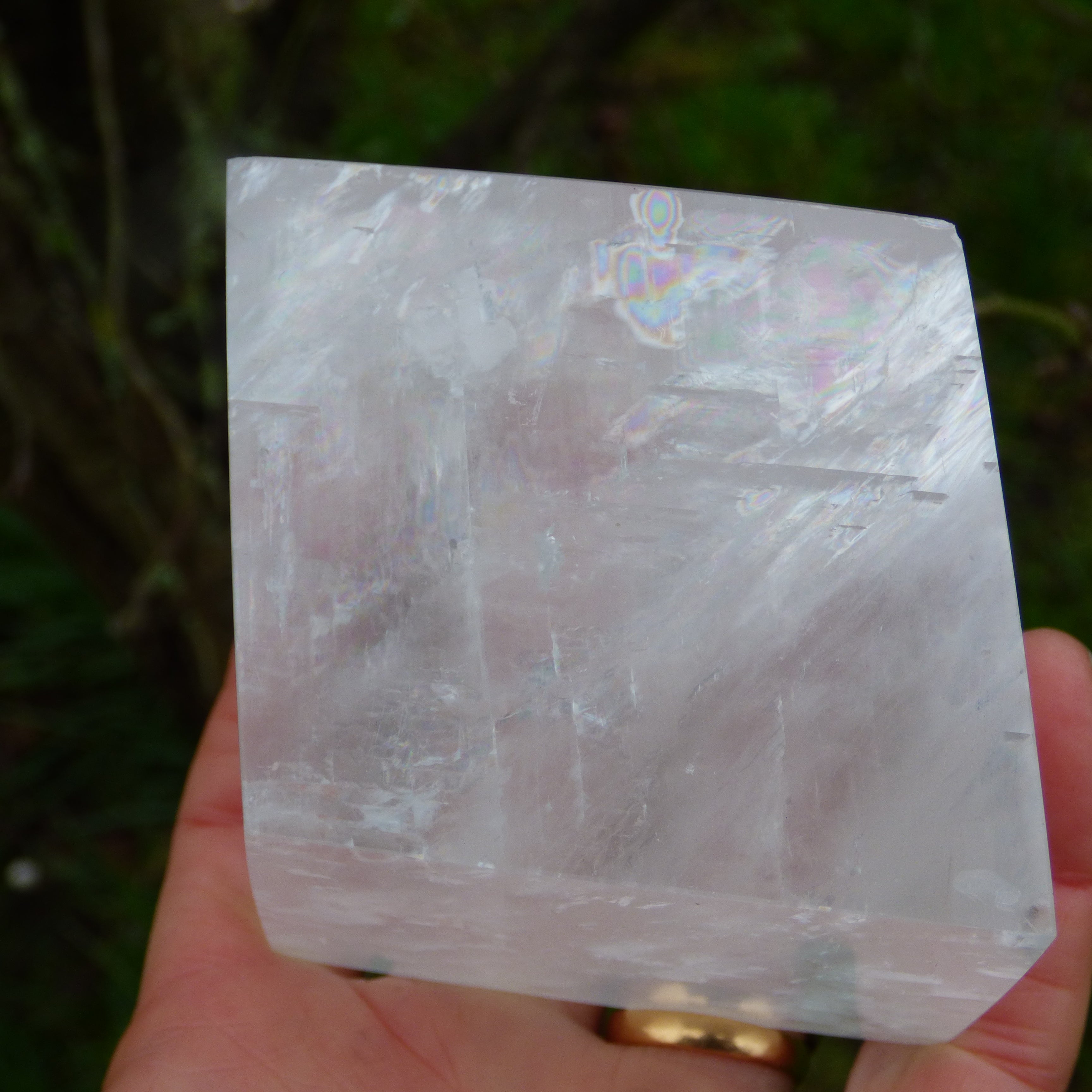 Icelandic Optical Spa Crystal Calcite Rhombohedron Rhomboid + Stand