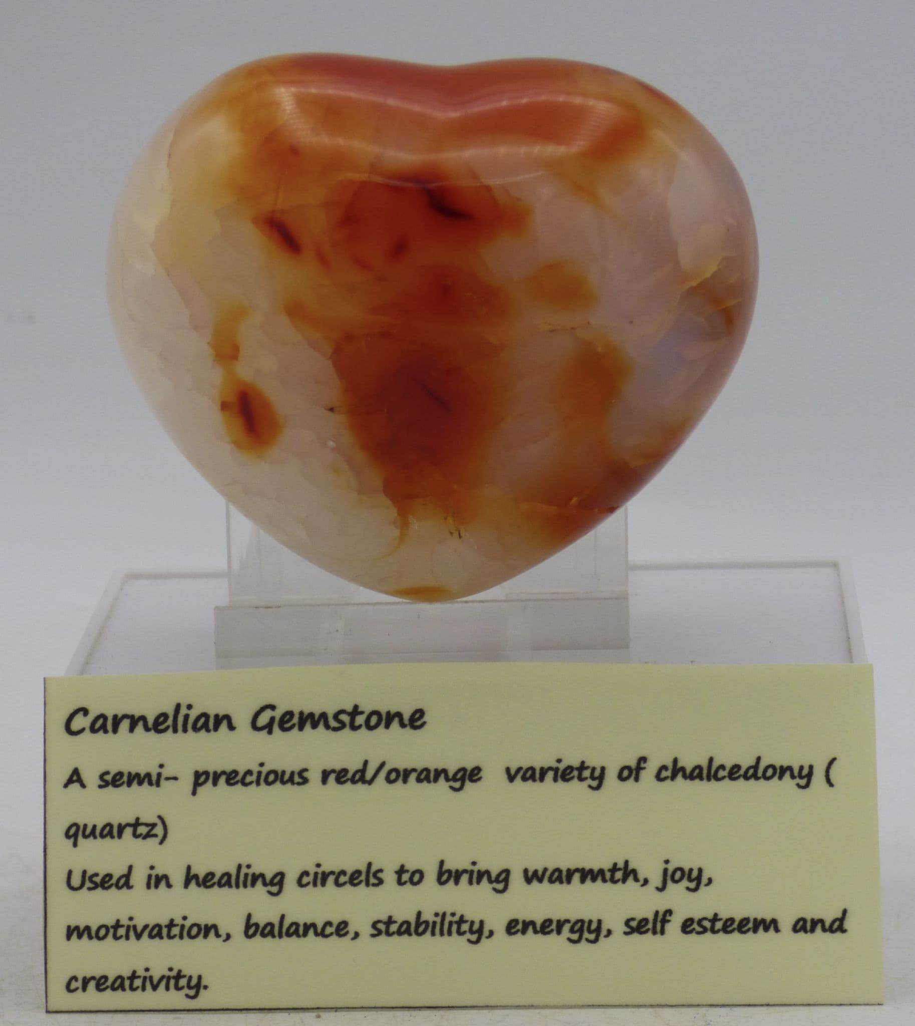 Carnelian Crystal Heart  6.4 cm/ 164 gms