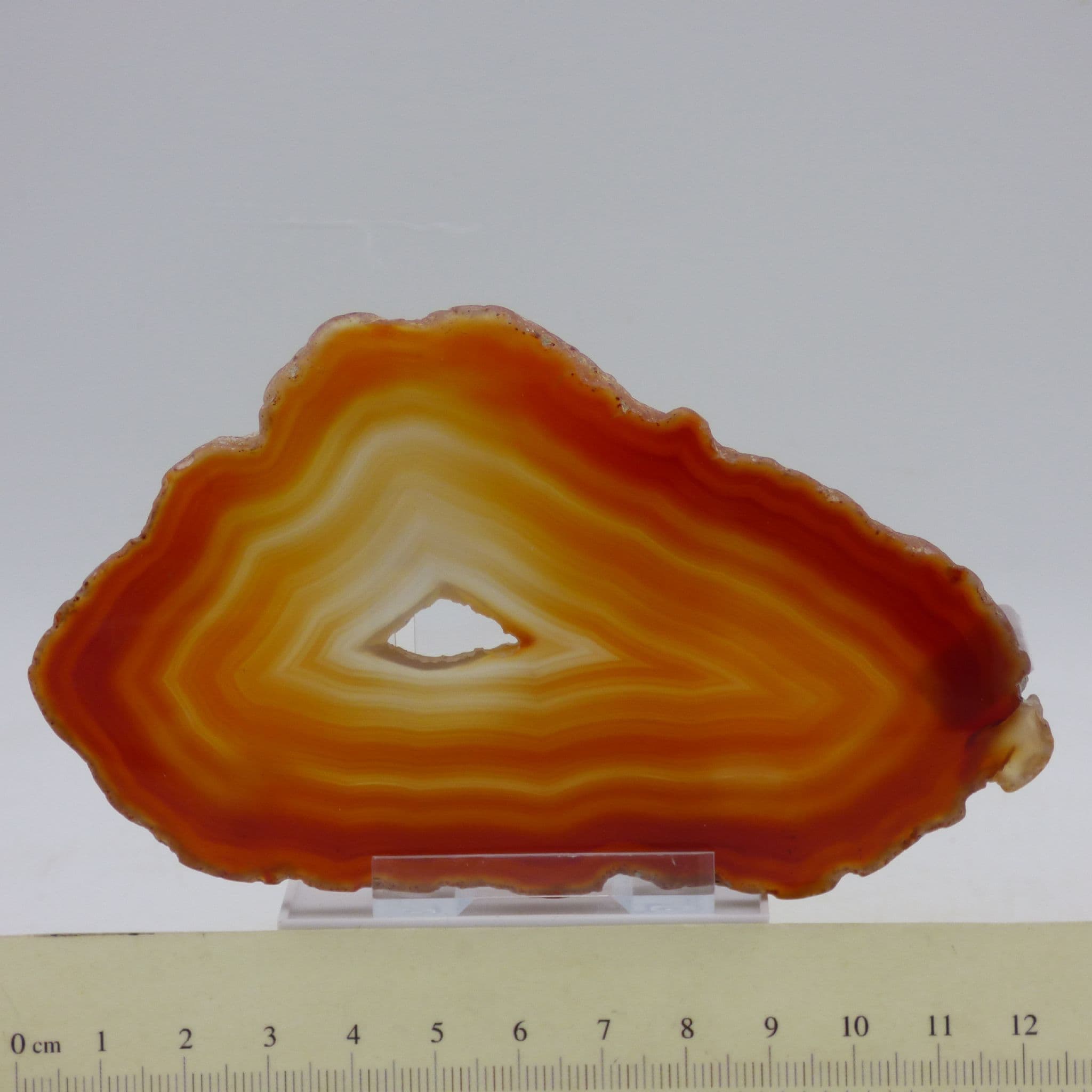 Deep Orange Natural Agate Crystal Polished Slice with Display Stand