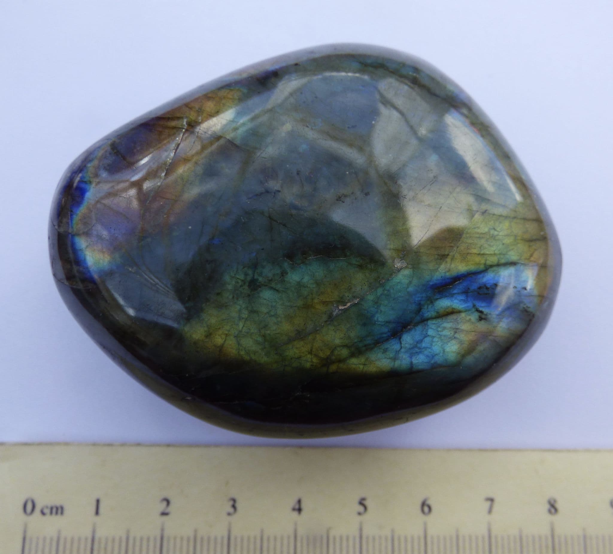 Labradorite Polished  Gemstone  7.0 x 5.6 x 2.6 cm 158 gms  Gift Bag +Display Stand (1) (2)