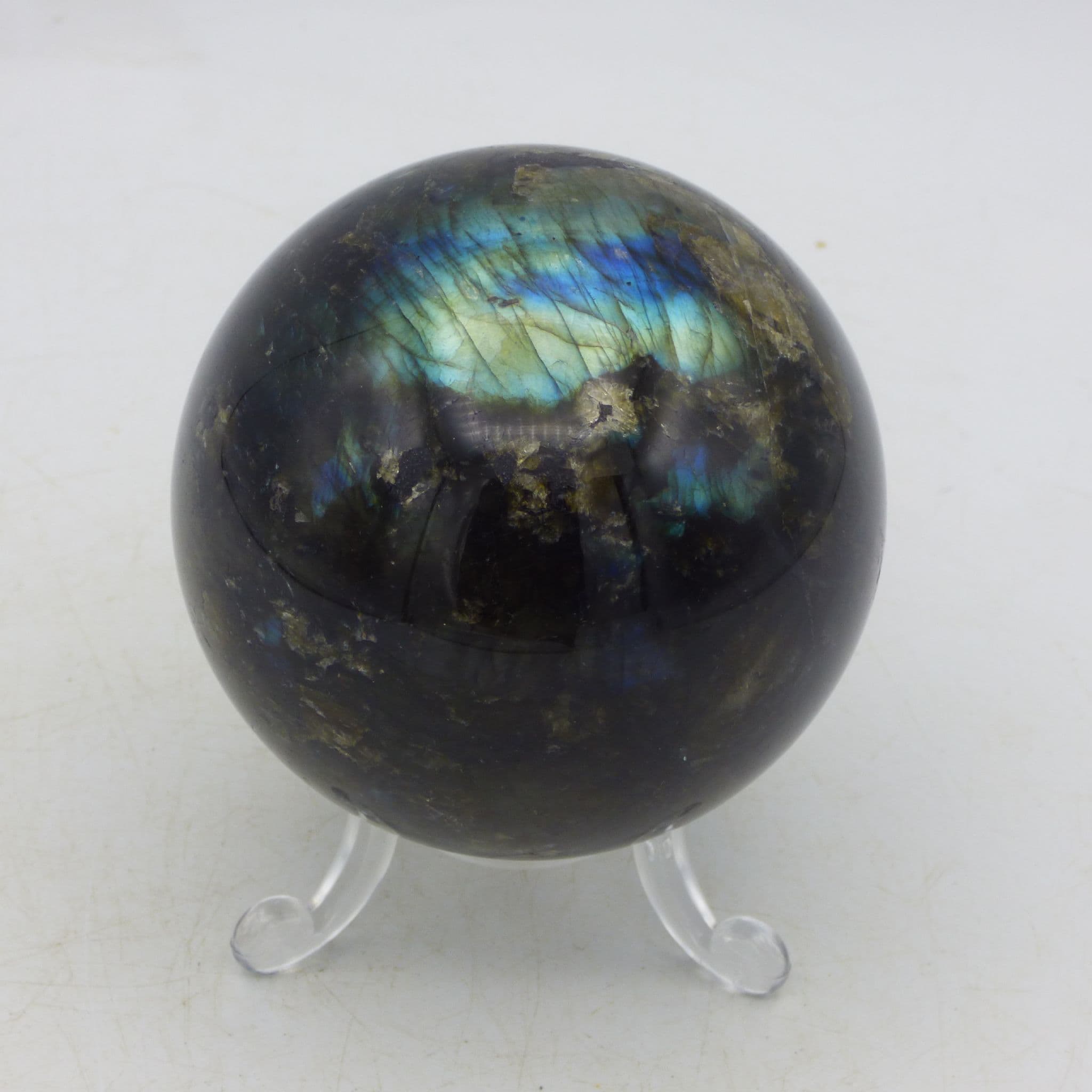 Large Labradorite Crystal Sphere from Madagascar 435 gm + Stand