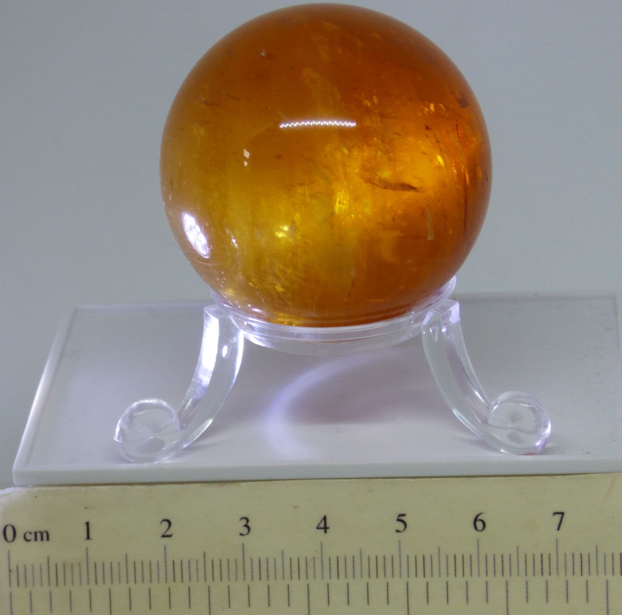 Natural Honey Calcite Optical Crystal Sphere on stand