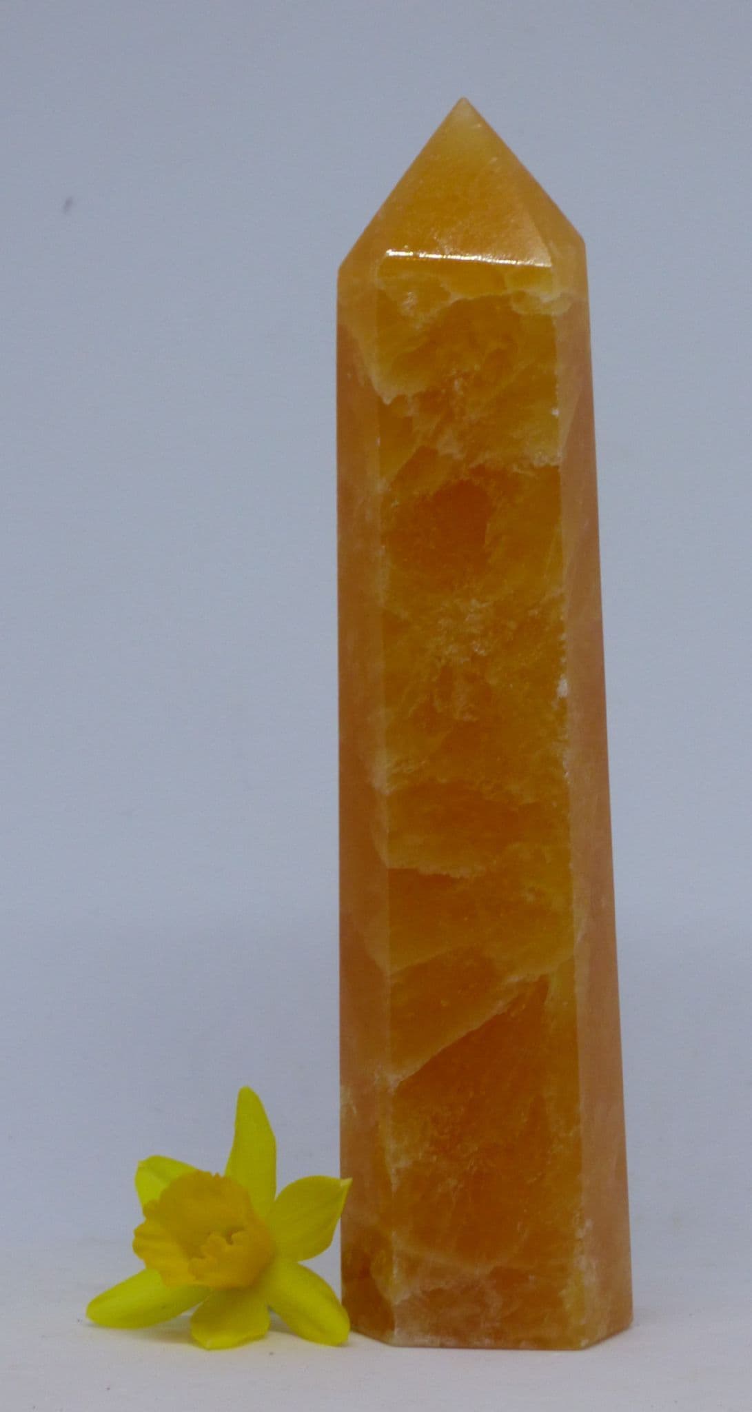 Natural Orange Calcite Crystal Freestanding Point  Mexico  277 gm 15 x 3.8 cm