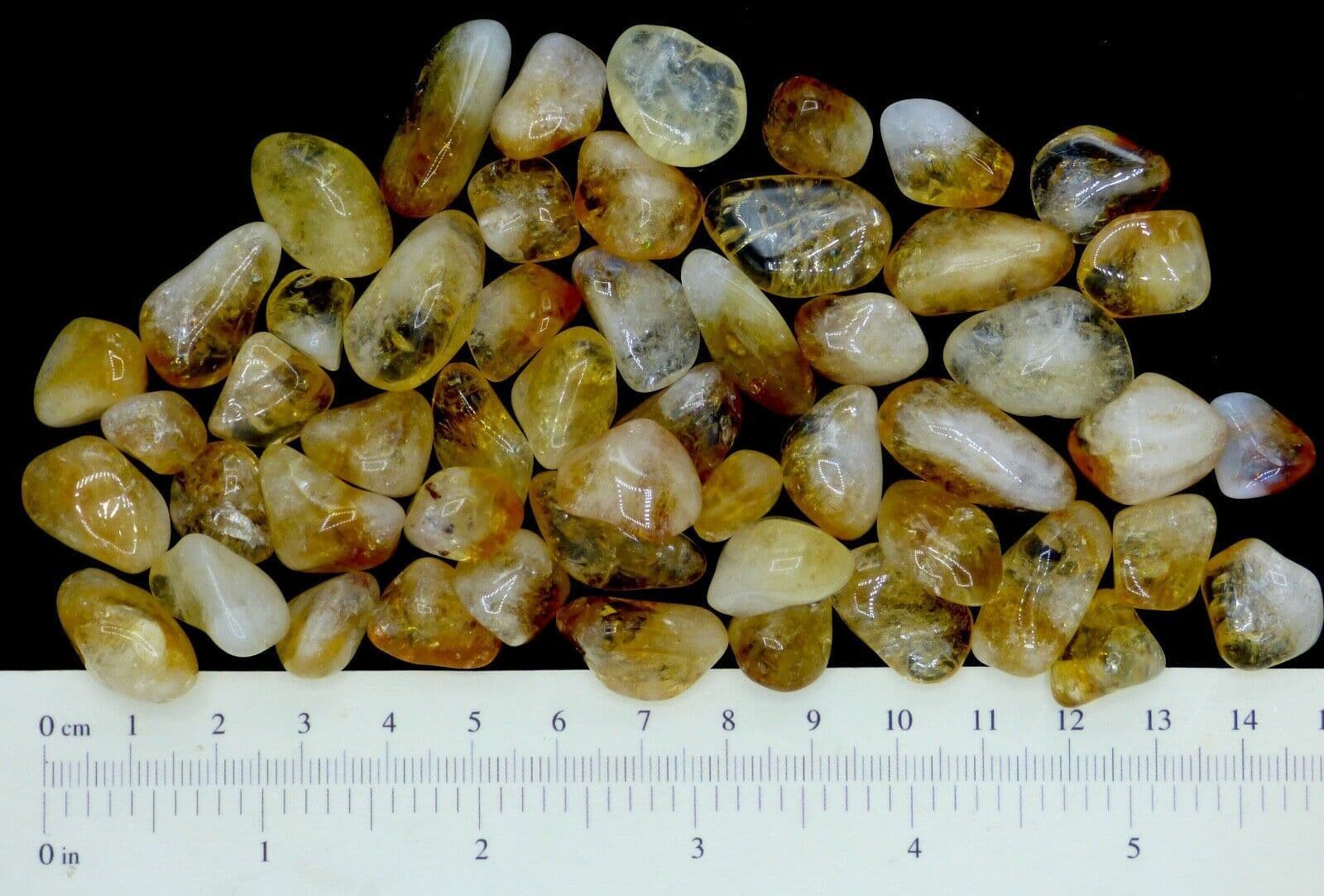 Natural  Polished Citrine Tumble Stones from  Brazil  x 3 in Organza Gift Bag