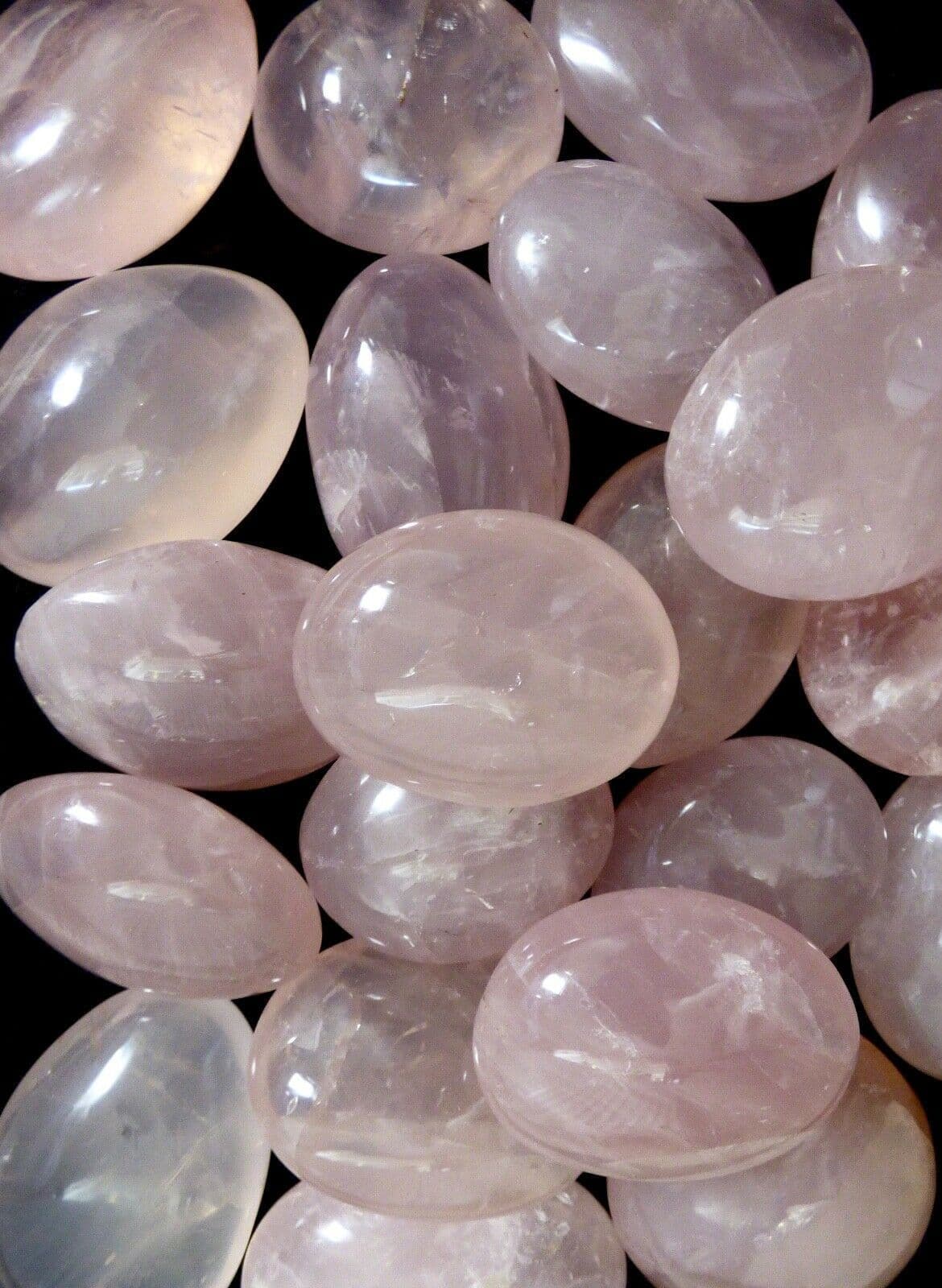 Natural Rose Quartz Polished Palm Stone  x 1 in Organza Gift Bag + Card