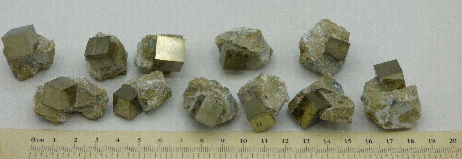 One Small Natural Pyrite Cube in Own Matrix La Rioja region, Spain