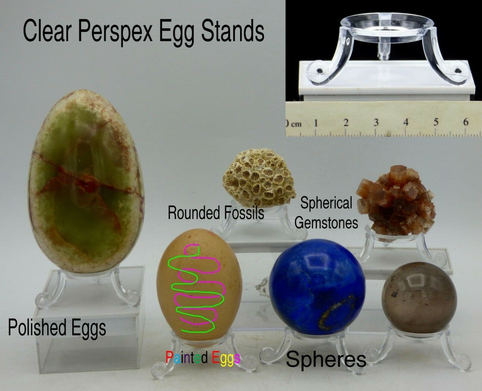 Perspex Egg Display Stands- Spheres,Collectables, Crystals, Art , Painted Eggs