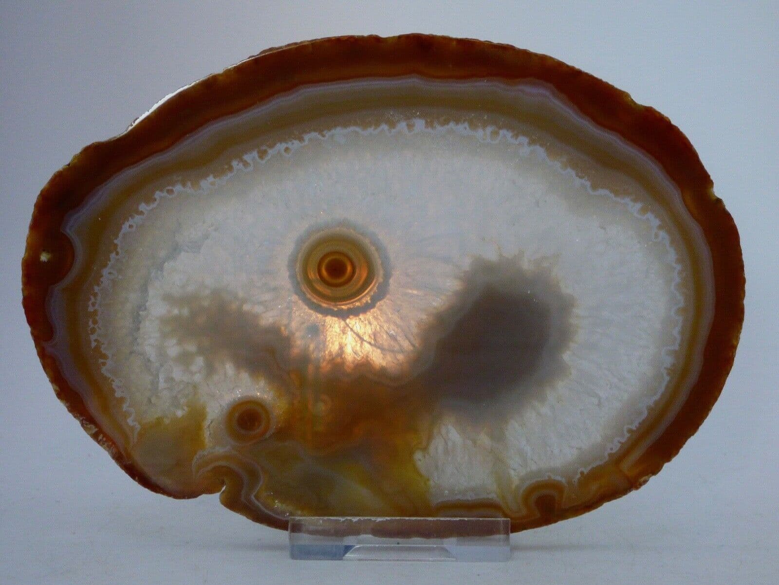 Polished Agate Crystal Slice  13 x 9.5 cm with  Display Stand