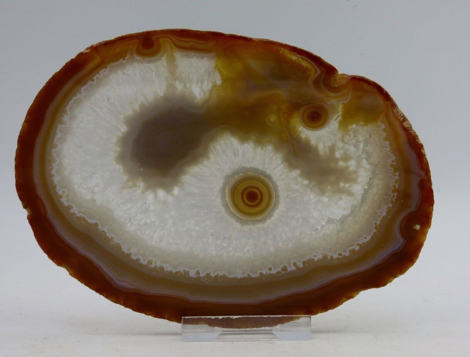 Polished Agate Crystal Slice  13 x 9.5 cm with  Display Stand