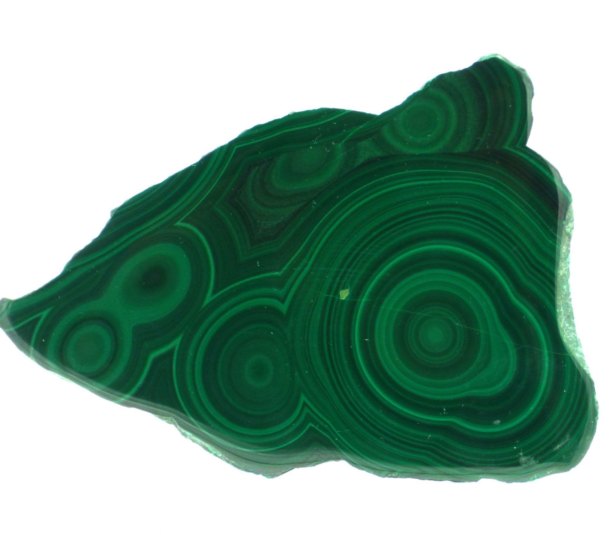 Polished Deep Green Malachite Gemstone Slice  with Acrylic Display Stand