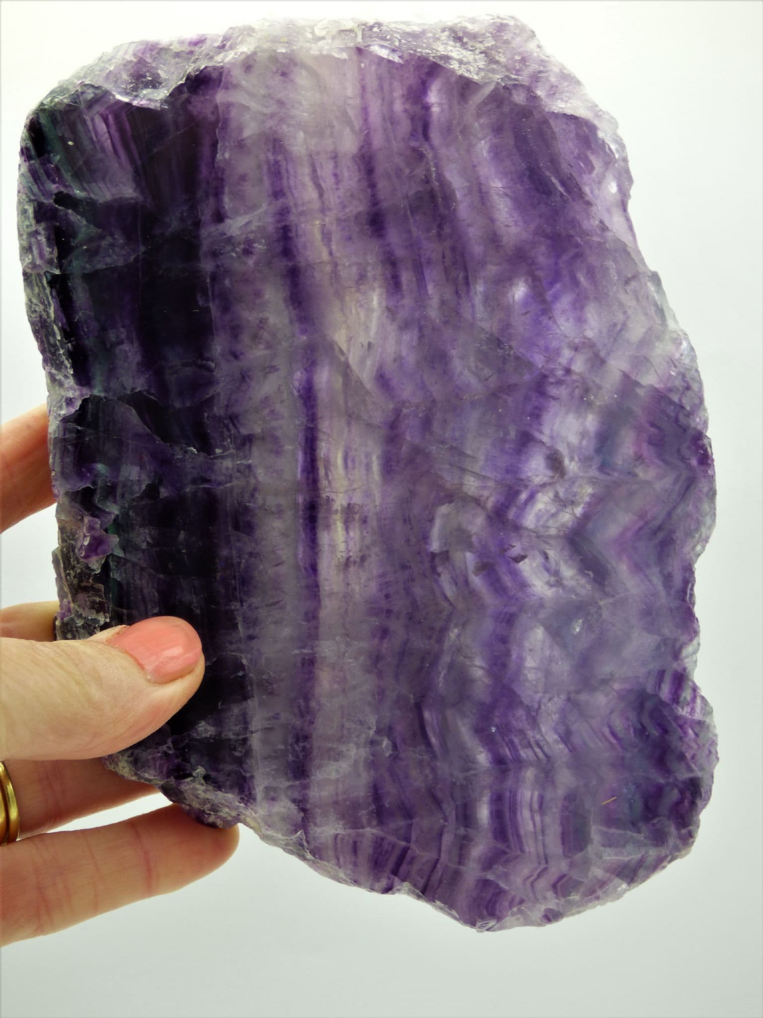 Rainbow Fluorite Crystal Slice  15.5 x 11 x 1.7 cm / 682 gm   with Display Stand-