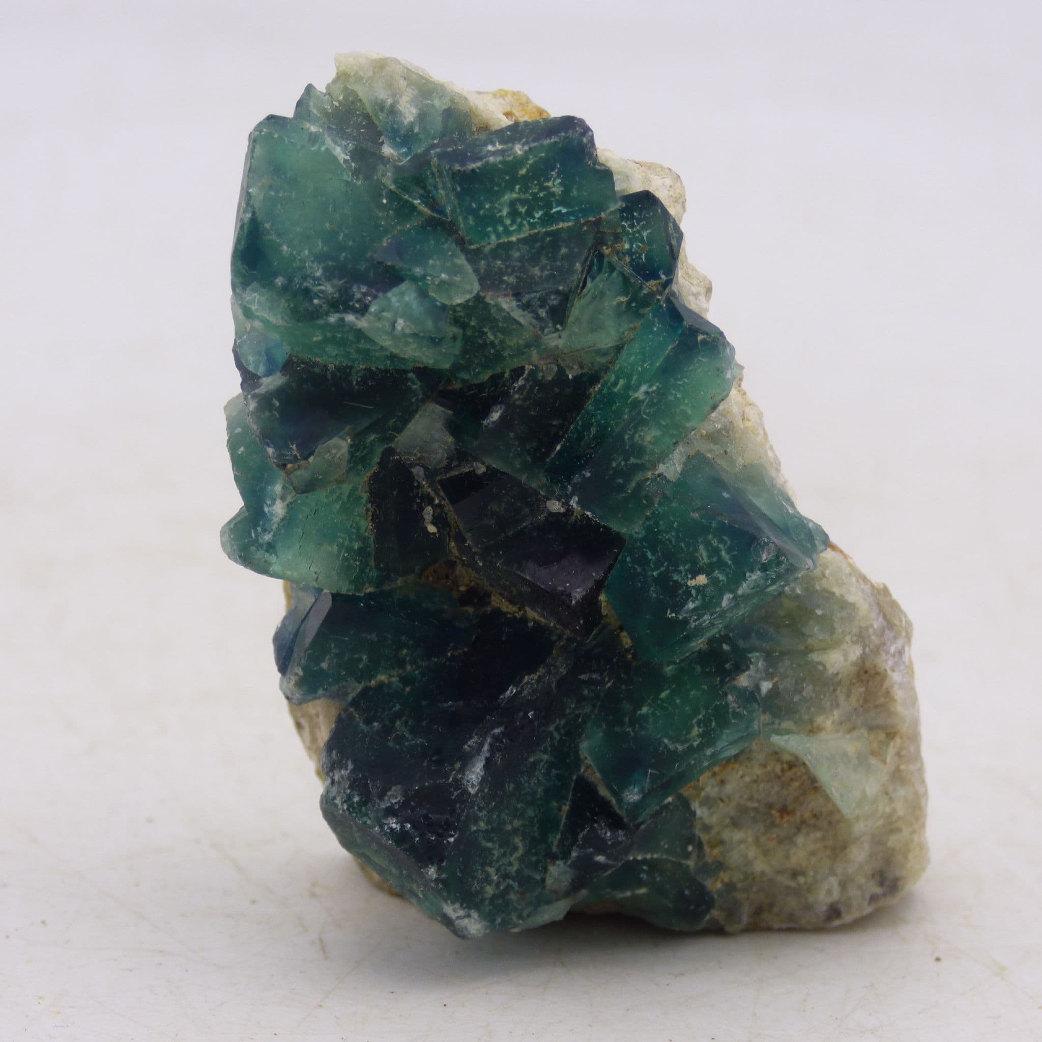 Small  Natural Green Fluorite Crystal Cluster from Madagascar  with Display Stand