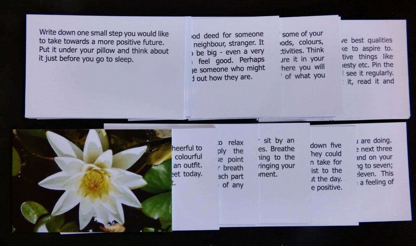 Uplifting Self Care and  Wellbeing Box of 30 Activity Cards in Gift Bag