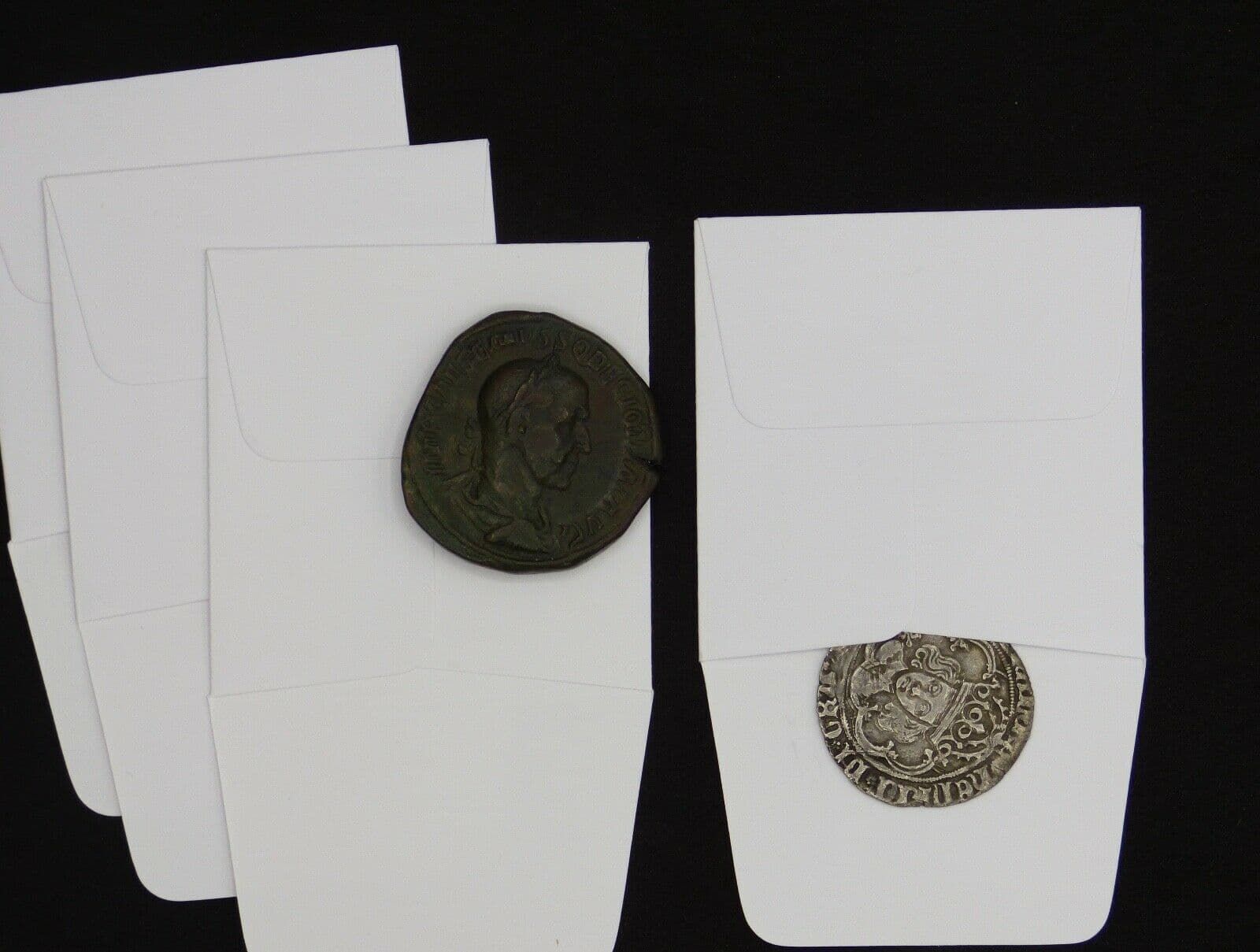 White paper acid free coin envelopes of  finest quality