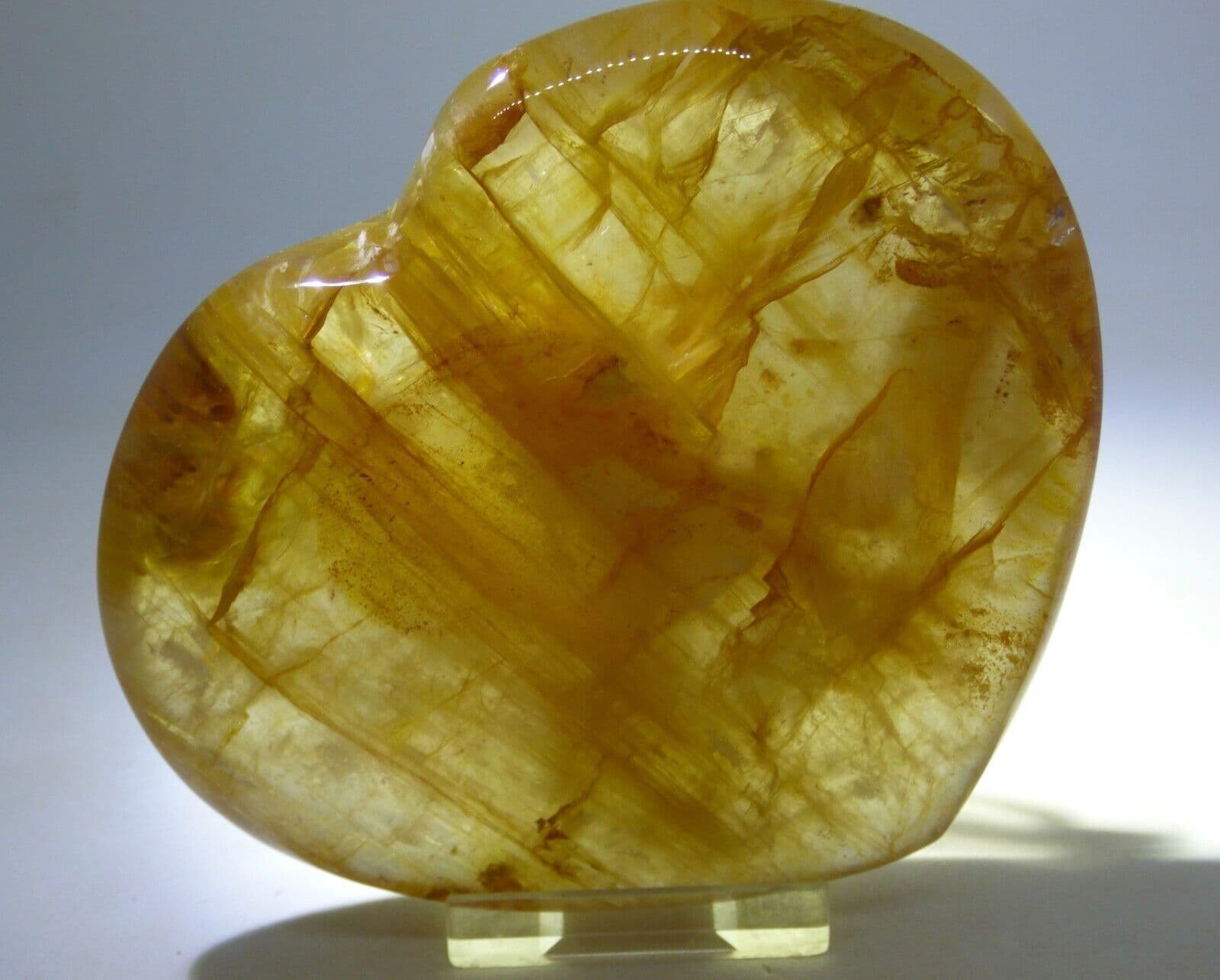 Yellow Crystal Quartz Natural Polished Gemstone Heart  11.2 x cm 470 gm + Stand